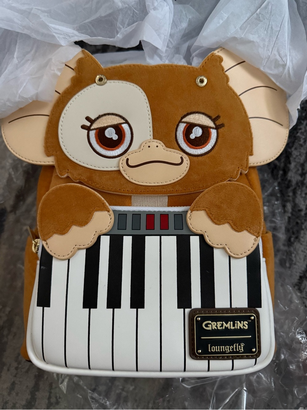 Loungefly Gremlins Gizmo Piano Mini Backpack - Brown Cream Black White